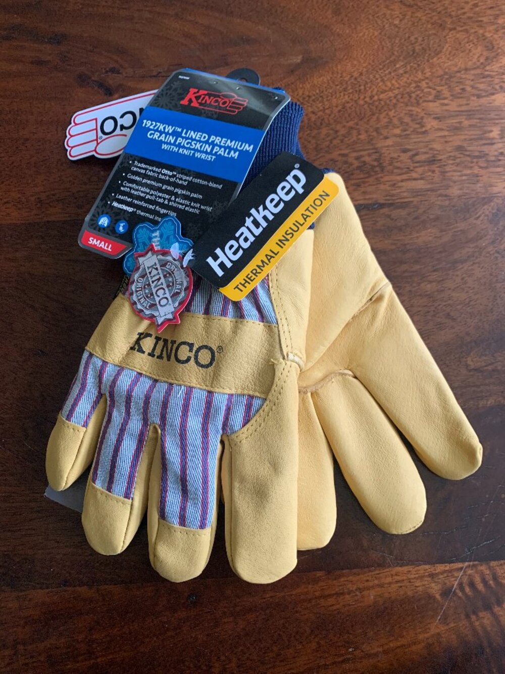 KINCO 1927 Lined Grain Leather Palm Glove + Knit Wrist Size Small
